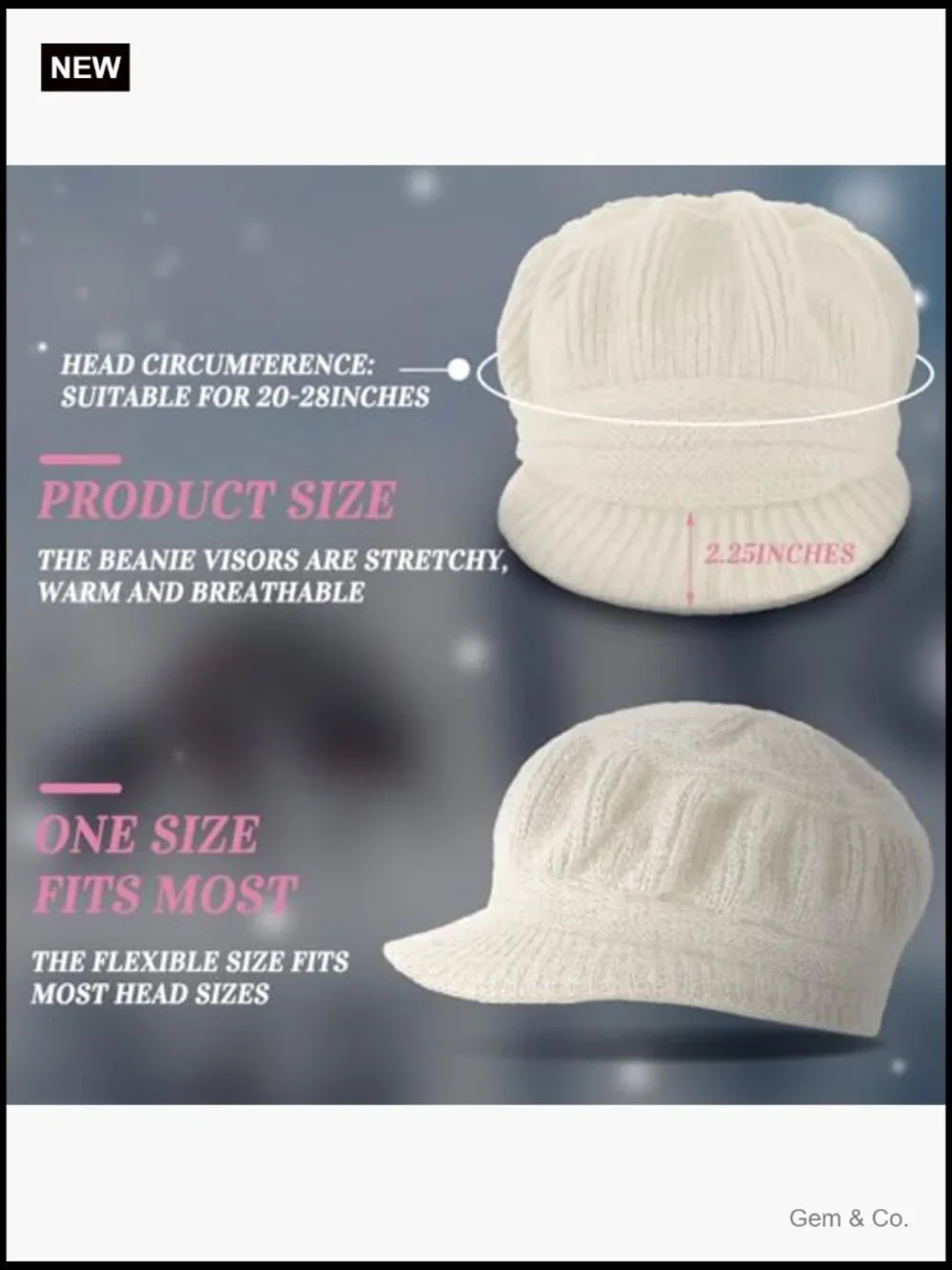3 Pack Slouchy Knit Newsboy Beanies with Visor Winter Hats for Women